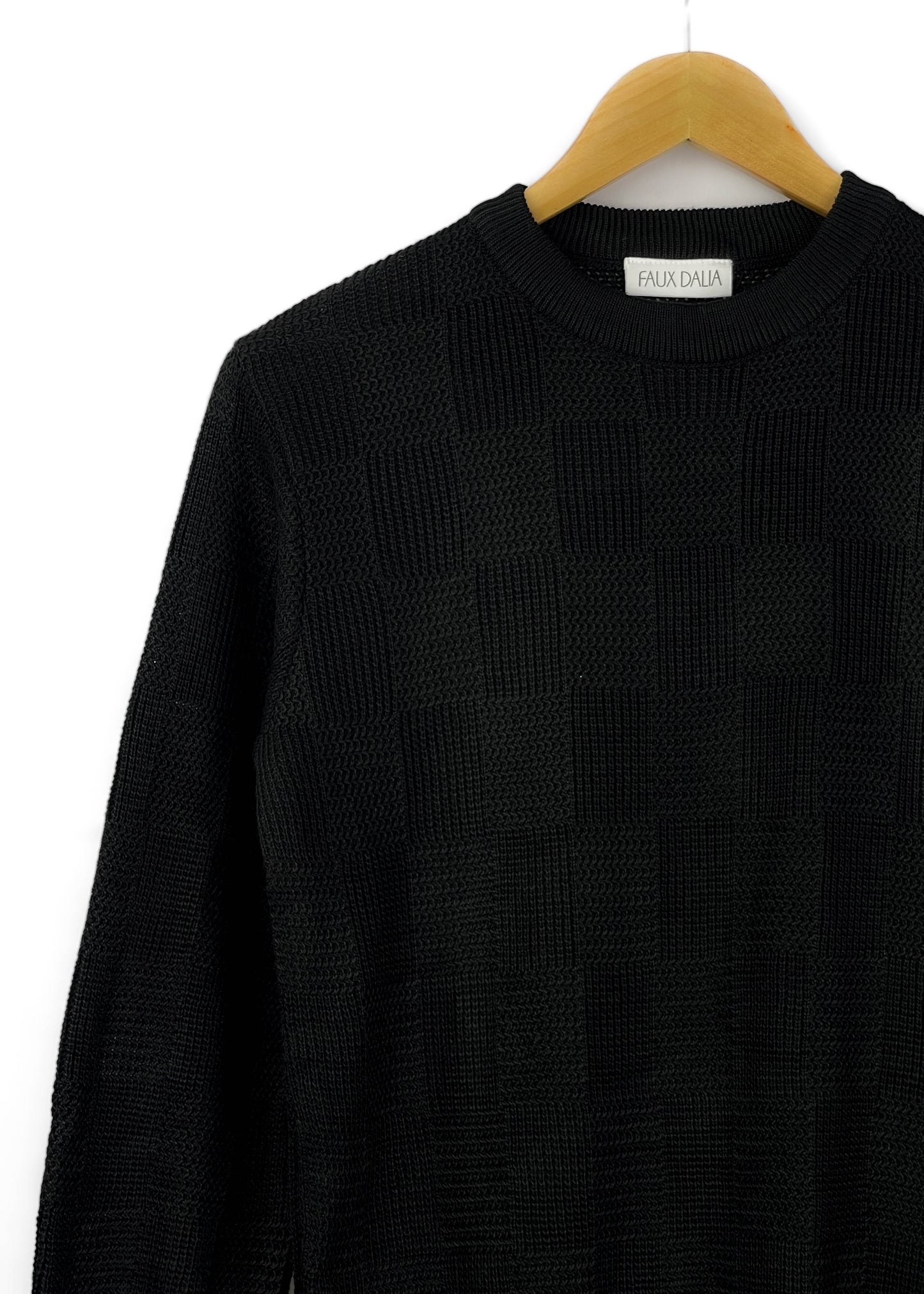 Textured Block Pattern Sweater - Black